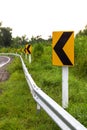 Signs left turn ahead. Royalty Free Stock Photo