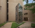 `Signs of Life` by artist Benito Huerto outside the Business Building on the campus of the University of Texas at Arlington.