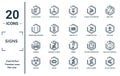 signs linear icon set. includes thin line b calification, parentheses grouping, carwash, because, is less than or equal to,