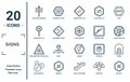 signs linear icon set. includes thin line rail road crossing cross, speed limit 100, biohazard risk triangular, mathematical,