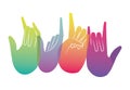 Signs with multicolored and grandient hands vector design Royalty Free Stock Photo