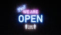 Signs open with we are open massage Royalty Free Stock Photo