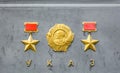 Signs of the Order twice Hero of the Soviet Union Gold Star Royalty Free Stock Photo