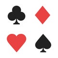 Signs playing cards. Casino isolated signs red black color. Poker signs Royalty Free Stock Photo