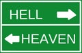 Signs that point the way to hell and heaven. Royalty Free Stock Photo