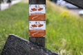 signs on poles to indicate a clog trail as a nature walk in Hattem