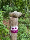 signs on poles to indicate a clog trail as a nature walk in Hattem