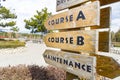 Signs post at golf course Royalty Free Stock Photo