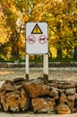 Signs prohibiting bathing and dog walking