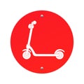 Signs prohibiting the riding and use of electric scooters. Round prohibition form.