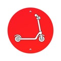 Signs prohibiting the riding and use of electric scooters. Round prohibition form.