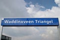 Signs at railway station Waddixveen Triangel as part of the R-NET connection between Gouda and Alphen aan den Rijn