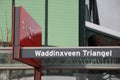 Signs at railway station Waddixveen Triangel as part of the R-NET connection between Gouda and Alphen aan den Rijn