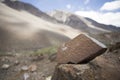 Signs on rock in the mountains of Ladakh