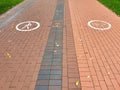 Signs of separate lane for bicycle and pedestrian Royalty Free Stock Photo