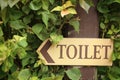 Signs to the toilet in the garden. Royalty Free Stock Photo