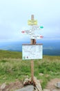 Signs for tourist in mountains, Poland