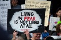 Signs at Trump Protest Royalty Free Stock Photo