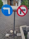 Signs turn left and don`t turn right Royalty Free Stock Photo