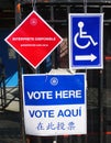 Signs at the voting site in New York