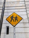 A signs warning the area of ??many school students Royalty Free Stock Photo