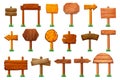 Signs on wood pillars isolated signboards pointers Royalty Free Stock Photo