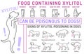 Signs of xylitol poisoning in dogs. Editable vector illustration