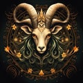 Illustration of zodiac sign Goat. Zodiac background with astrological symbols Royalty Free Stock Photo