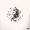 Lion head. Hand drawn vector illustration. Tattoo art Royalty Free Stock Photo
