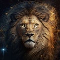 Lion zodiac sign. Zodiacal horoscope background Royalty Free Stock Photo