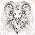Ram head. Zodiac sign. Vector illustration. Can be used for t-shirt design, tattoo or print Royalty Free Stock Photo
