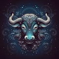 Vector illustration of zodiac sign - Taurus. Zodiac symbol on dark background Royalty Free Stock Photo