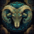 Zodiac sign Aries. Zodiac symbol on ornamental background. Vector illustration Royalty Free Stock Photo