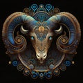 Zodiac sign Goat. Zodiac symbol on ornamental background Royalty Free Stock Photo