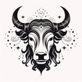 Zodiac sign - Ox. Vector illustration of the horoscope Royalty Free Stock Photo