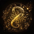 Zodiac sign Scorpio on a black background. Vector illustration Royalty Free Stock Photo