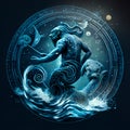 Zodiac sign Virgo with water and stars, 3D rendering Royalty Free Stock Photo