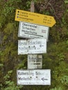 Signs at Zugspitze mountain tour, Bavaria, Germany