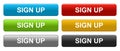 Signup buttons colorful on white Royalty Free Stock Photo