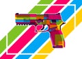 SIGP250 Handgun in WPAP Colorful Modern Art Royalty Free Stock Photo