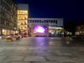 Sigrid Undset Plaza at Night, in Lillehammer, Norway Royalty Free Stock Photo