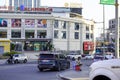 Sihanoukville, Cambodia -December 15, 2023: streets in Sihanoukville in Cambodia. Buildings, people, transport