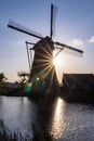 Sihlouette of a windmill, one of the Kinderdjik Windmills, a UNESCO World Heritage Site Royalty Free Stock Photo