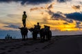 Sihouette children on sand dunes Royalty Free Stock Photo