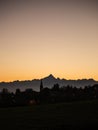 Sihouette of a mountain at sunset