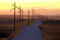 Sihouette Silhouetted Power Lines at Sunrise or Sunset