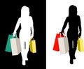 Sihouetted female shoppers