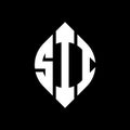 SII circle letter logo design with circle and ellipse shape. SII ellipse letters with typographic style. The three initials form a Royalty Free Stock Photo