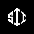 SII letter logo design with polygon shape. SII polygon and cube shape logo design. SII hexagon vector logo template white and Royalty Free Stock Photo