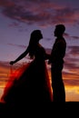 Siilhouette couple dancing hold skirt Royalty Free Stock Photo